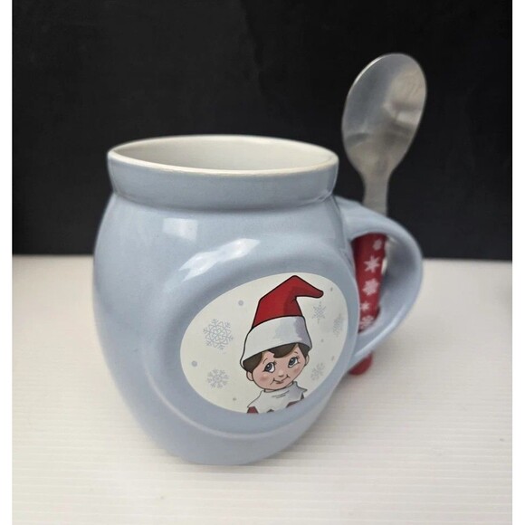 Elf Hot Cocoa Hot Chocolate Mug Cup Christmas Blue With Spoon CCA & B 2020 - Picture 4 of 14